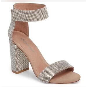 Jeffrey Campbell Lindsay Rhinestone Open Toe Sandal Heels 9.5